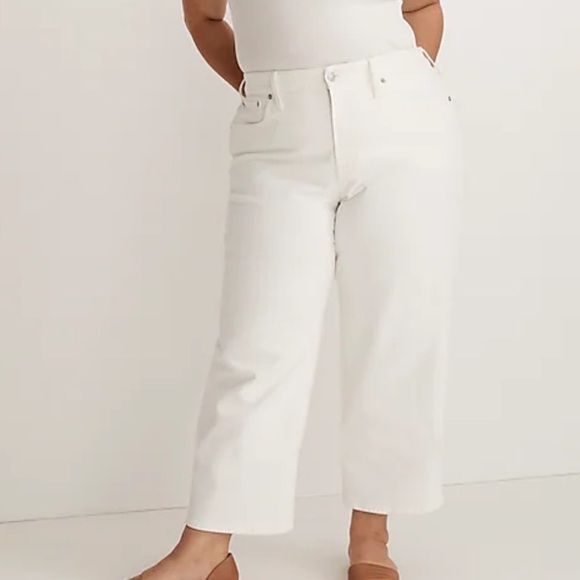 Madewell tile white The Plus Perfect Vintage Wide-Leg Crop Jean - Picture 1 of 6
